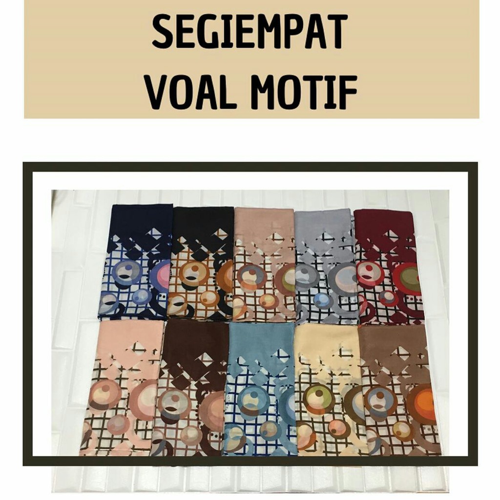 HIJAB SEGIEMPAT  VOAL MOTIF HIJUB PANDA JOMBANG