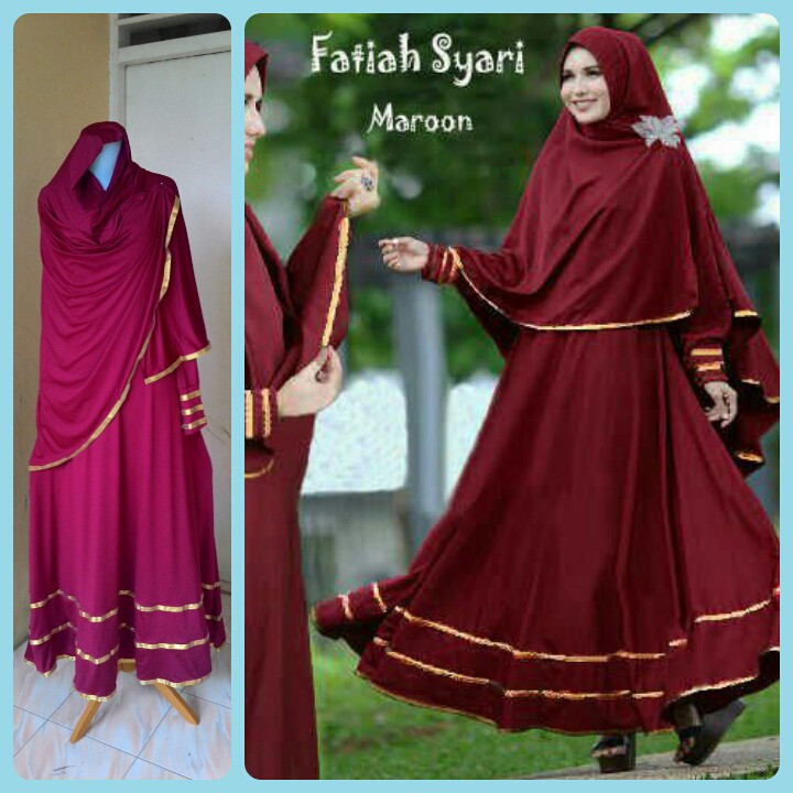 Gamis Syari Paket Grosir Gamis Syari Fatiah Marun (pusat,konveksi,produsen) FREEongkir