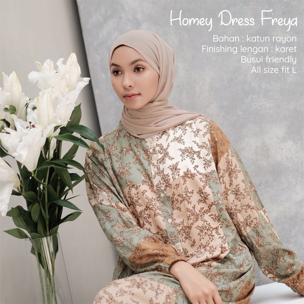 Gamis Dewasa Homey Dress Freya By Dianhijab.id - Bahan Rayon Viscose Premium Gamis Dewasa Luxury Gamis Pengajian Adem Nyaman Dipakai - Bisa COD