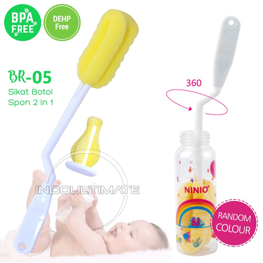 Sikat Botol Bayi Sikat Pembersih Dot Bayi NINIO Sikat Botol Bayi 2pcs Pembersih Dot 2in1 Sikat Dot Bayi Pembersih Dot BY BR-05 Warna Random Sikat Pembersih Dot Sikat Cuci Dot