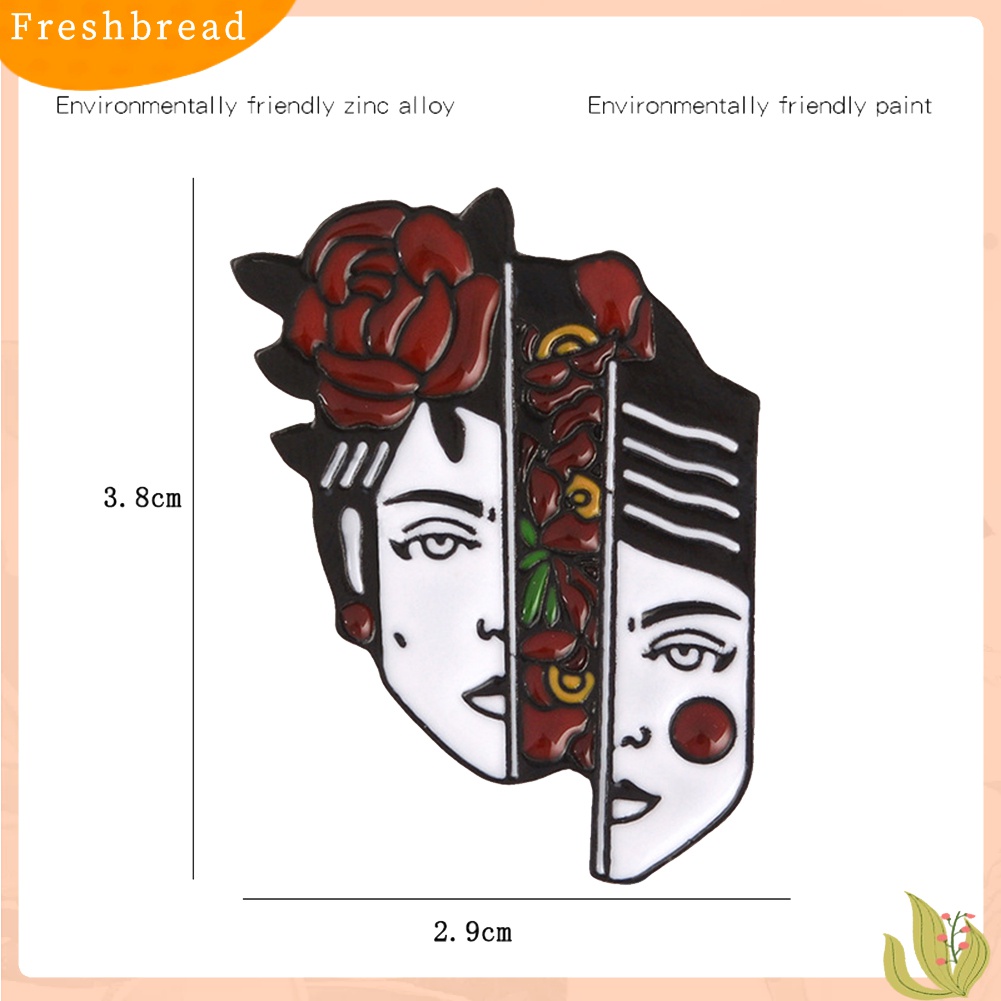 Terlaris Dislocation Lady Face Rose Flower Enamel Brooch Pin Jacket Collar Badge Jewelry