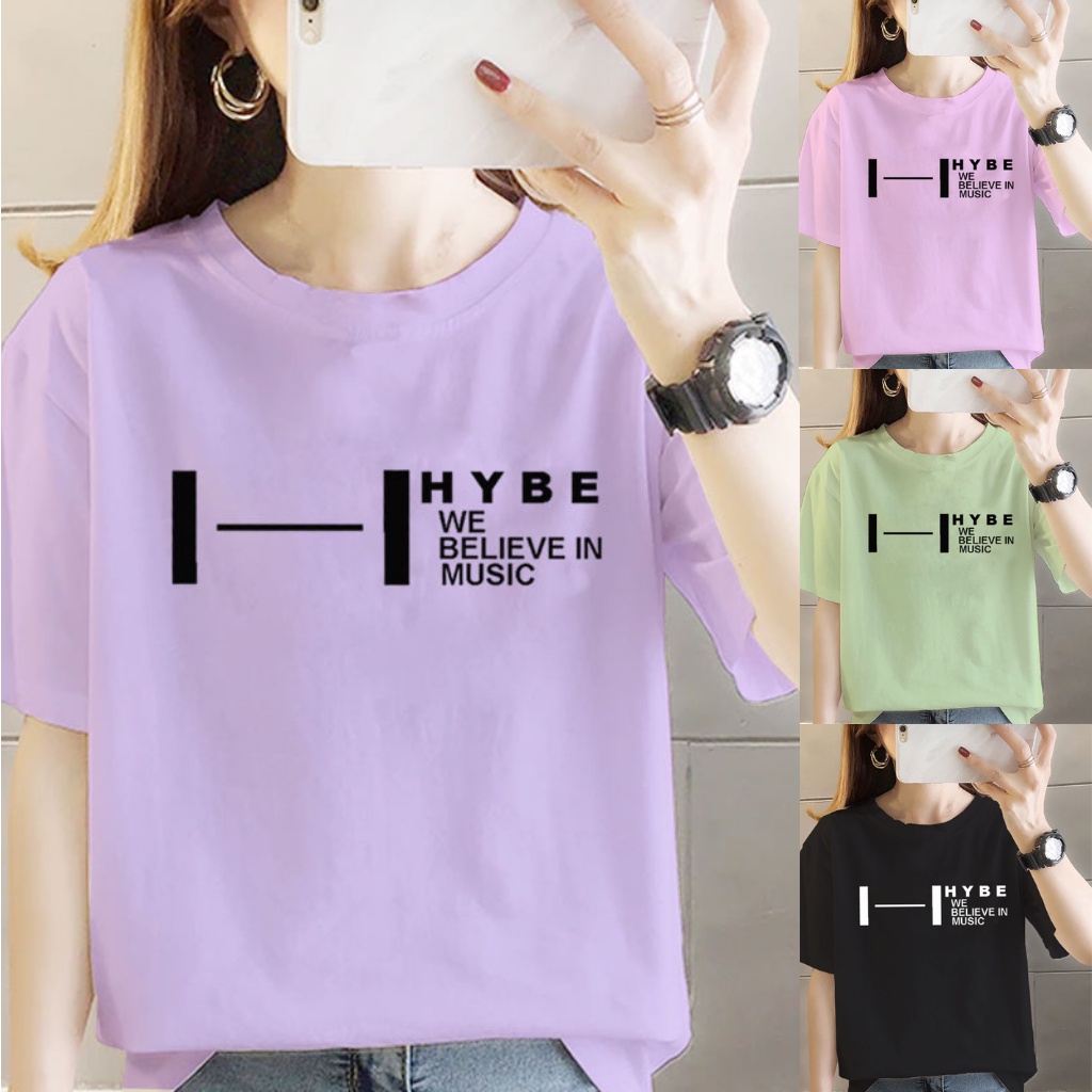 Baju Kaos Hybe BTS Labels Wanita Pria Oversize Tee S - XXL  Cotton Combat 30s