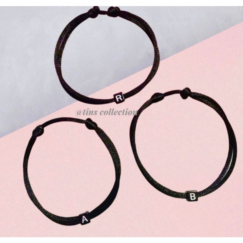 Gelang Couple Inisial Huruf Dadu (TALI SATIN)