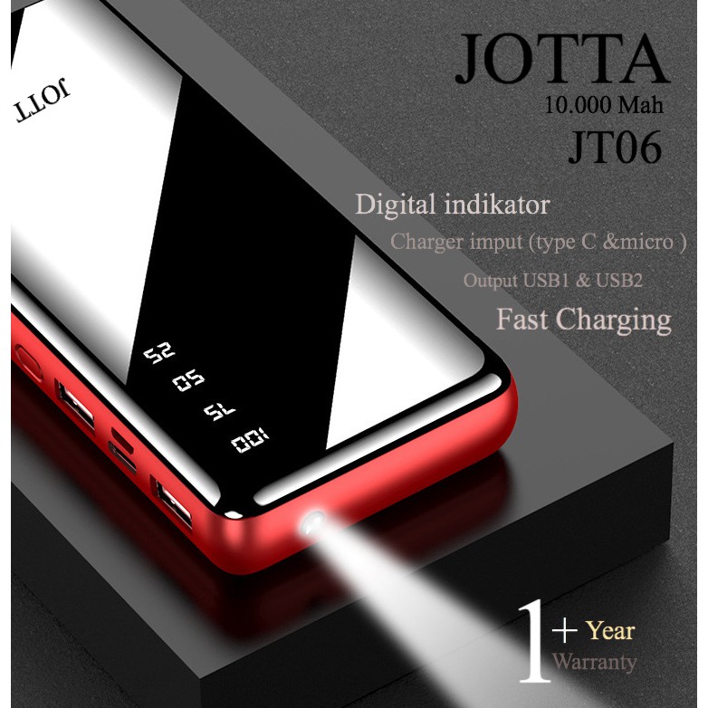 TERMURAH HARGA LEBARAN Powerbank JOTTA JT11 Kapasitas 15.000 Mah Original garansi resmi 1Tahun Plus.