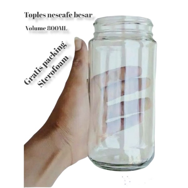 Toples nescafe besar / Toples kaca tempat ikan cupang / Toples kaca 800ML / Toples kaca / jar kaca