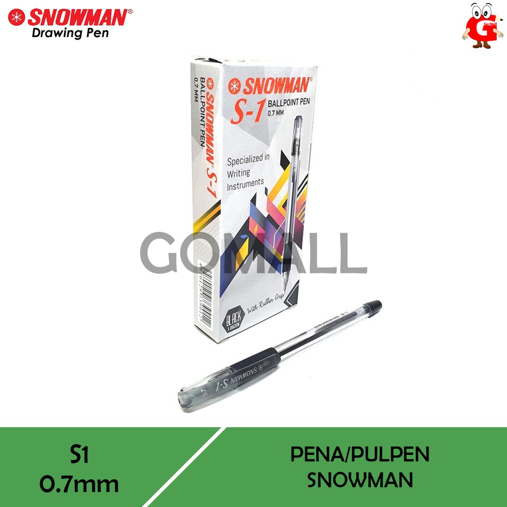 

Pulpen/Bolpen/Ballpoint/Ballpen Snowman S1/S-1(HITAM) 0.7mm