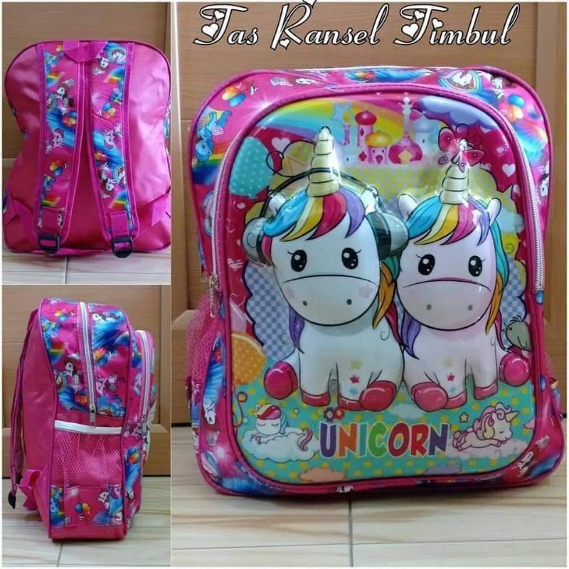 backpack impor timbul nyala tas sekolah anak TK &amp; SD size besar premium by zellshop