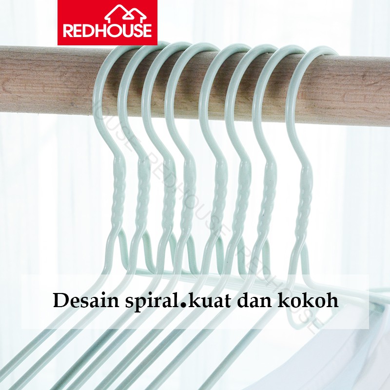 RED HOUSE Gantungan Baju / Hanger Kawat Lapis Plastik- Isi 10 Pcs RED HOUSE