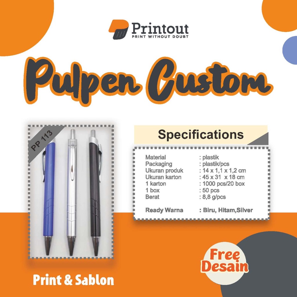 

PULPEN CUSTOM PP 113 I FREE DESAIN