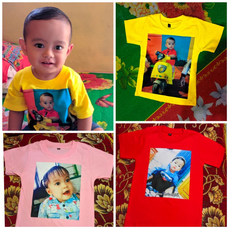 Cetak foto dan nama di kaos  anak dan bayi