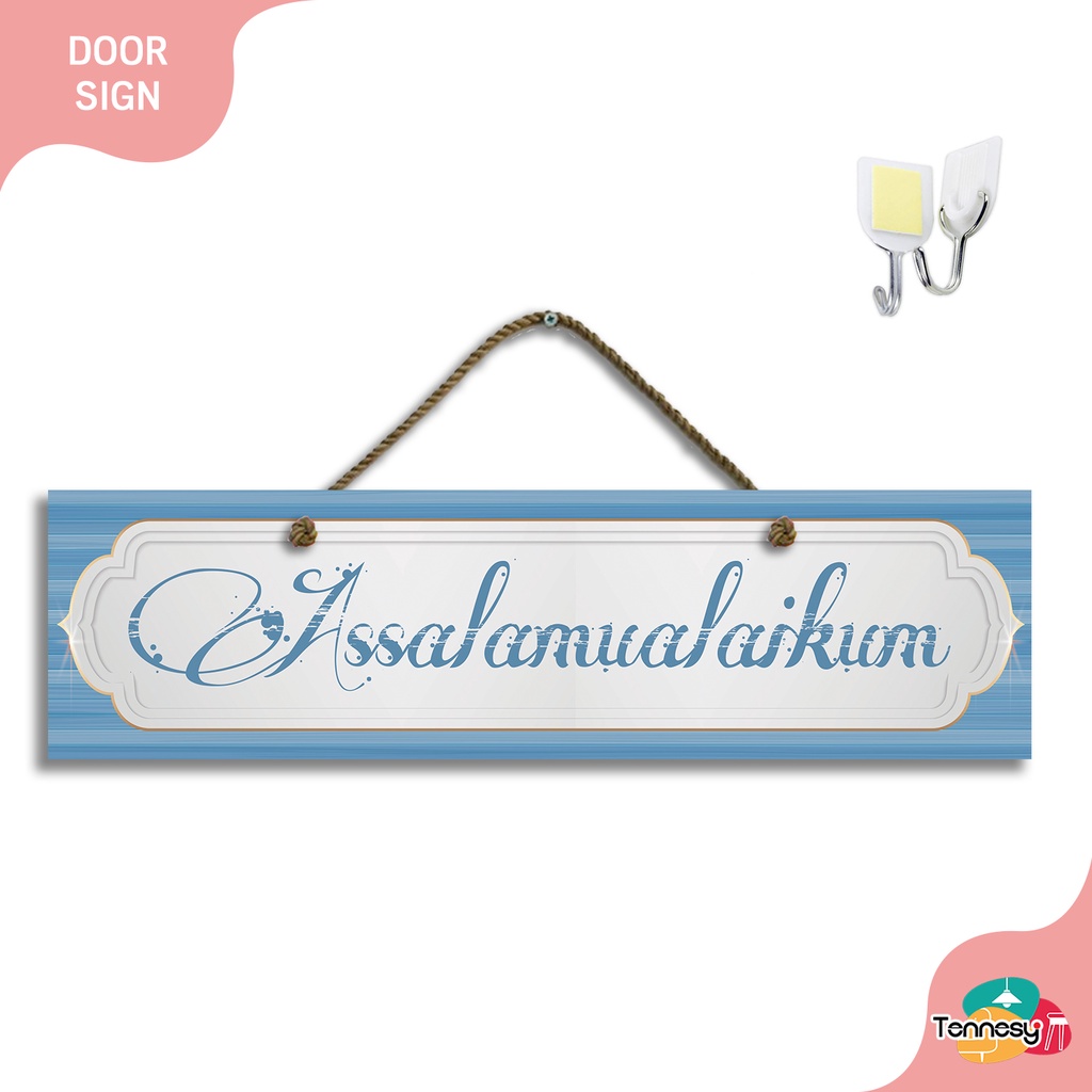 TENNESY HIASAN DINDING GANTUNGAN TALI KALIMAT SALAM ASSALAMUALAIKUM 30x10CM PAJANGAN KAYU DEKORASI DINDING DEKORASI DINDING KALIMAT TAYYIBAH