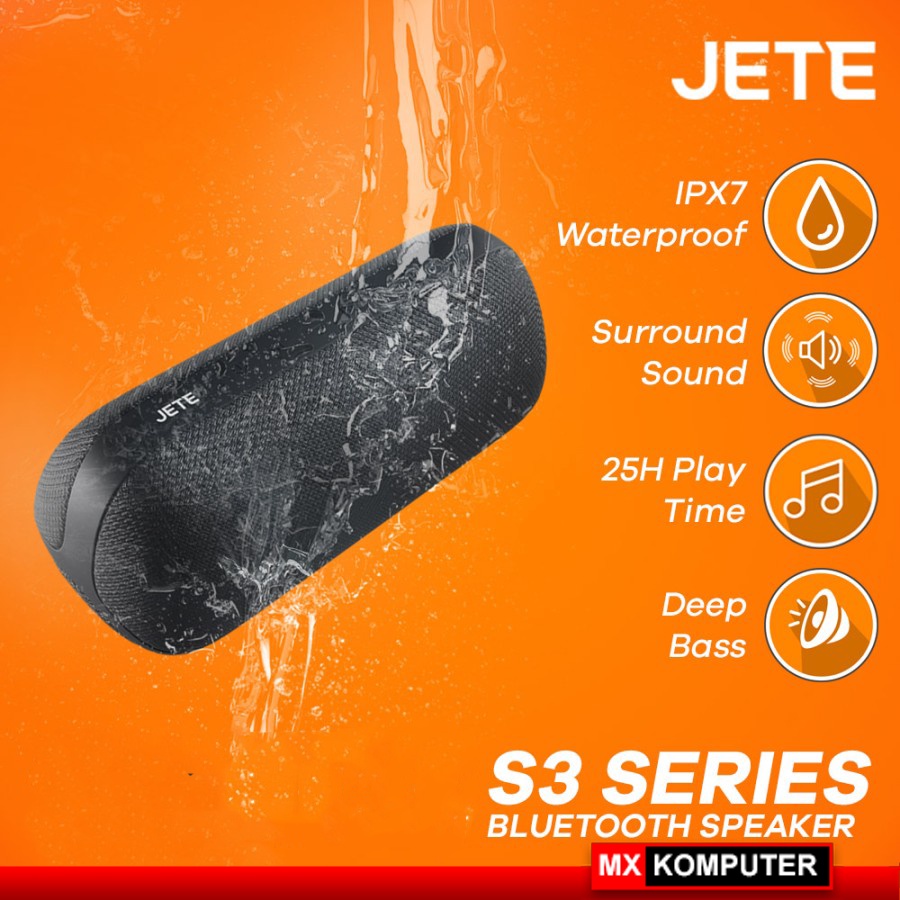 Speaker Bluetooth JETE S3 IPX7 Wireless Portable