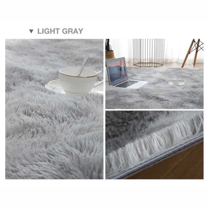 GS8 Karpet Bulu Lembut 160 X 200 Cm Karpet Lantai Kamar Rumah Matras Tikar - Gray