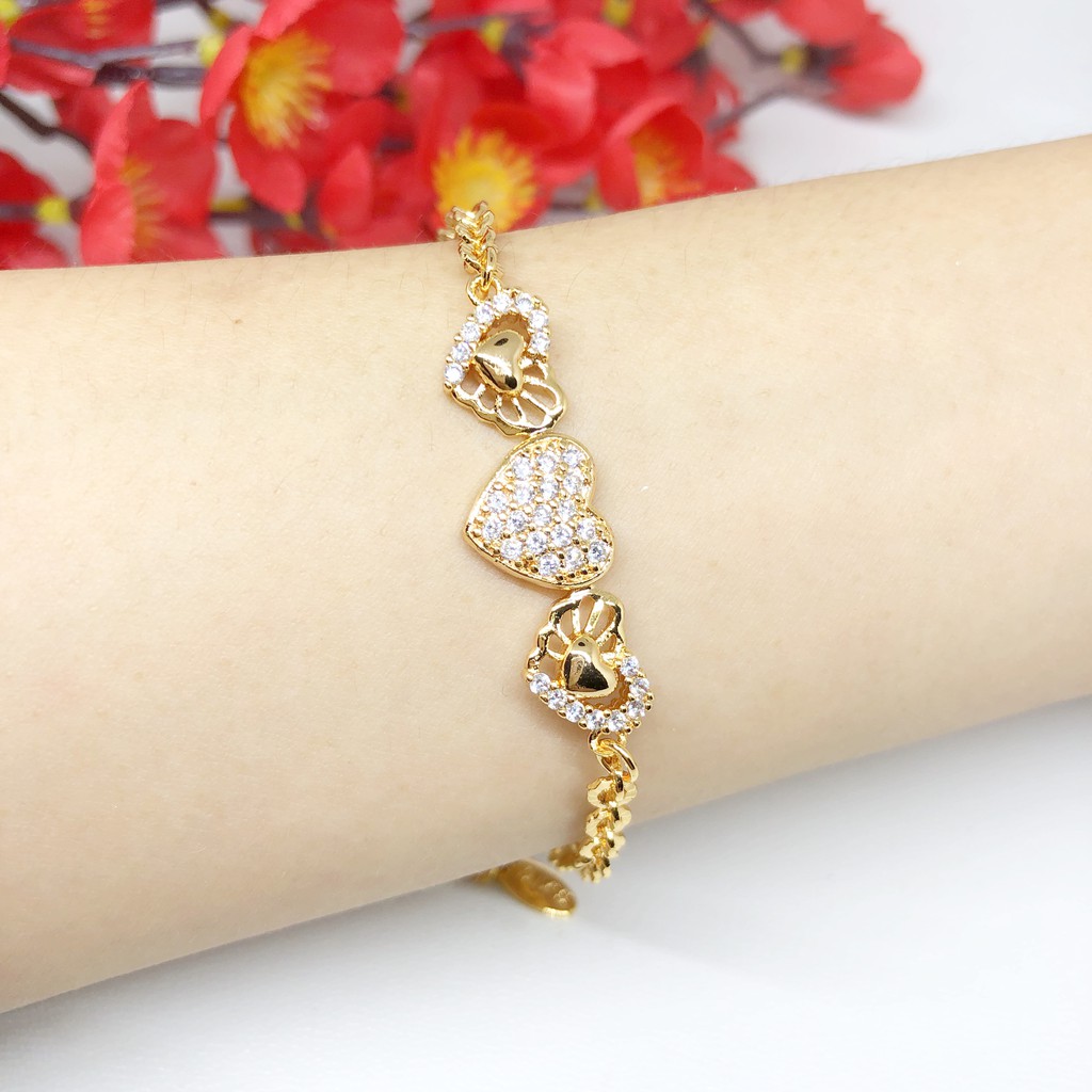 Gelang Fashion Wanita Xuping Motif Love Lapis Emas - BB309