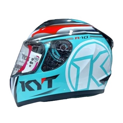 Helm KYT R10 Aquamarine Flat Visor Clear SNI DOT Original