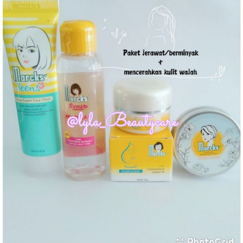 MARCKS PAKET ( mencerahkan wajah ) untuk kulit berjerawat & berminyak