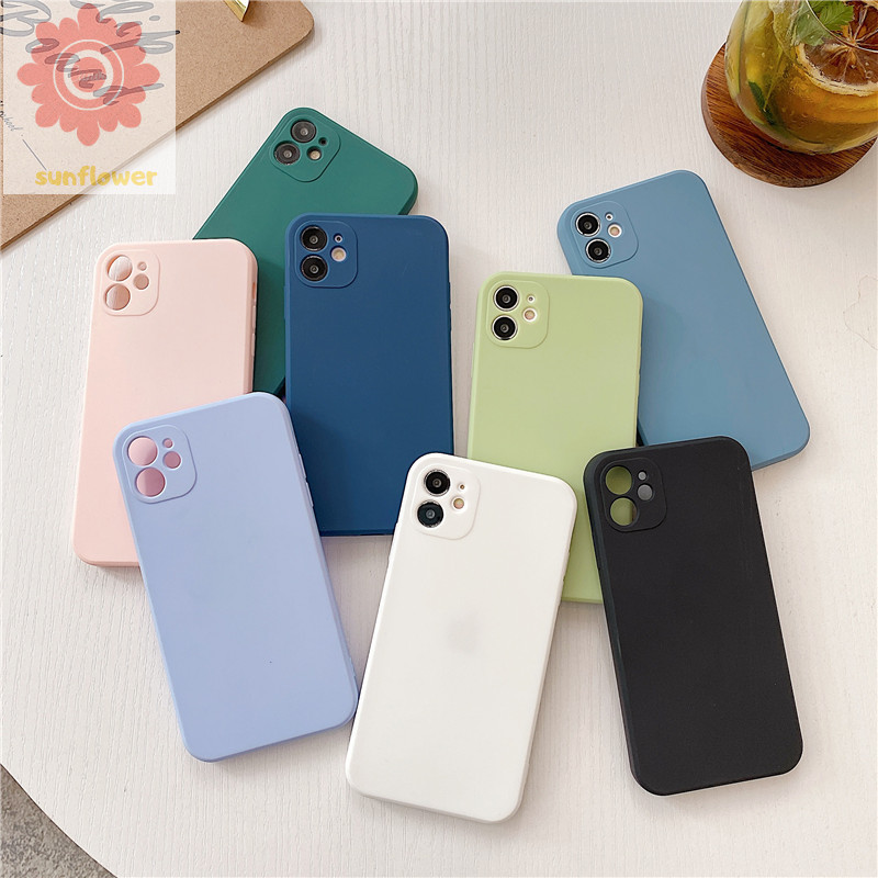 Newest Fashion Solid Color Case iPhone 11 iPhone 8plus 7plus 8 7 6 6s Plus X XS SE Cube Straight Edges Silicon TPU Phone Cover