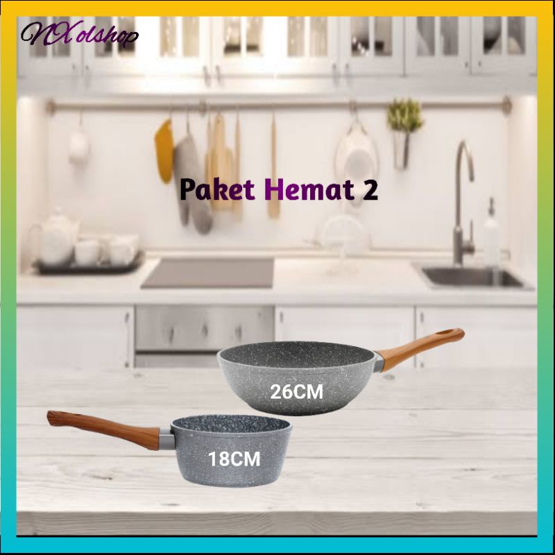 Cypruz - Paket Hemat2 Panci Wajan Cypruz Set Cookware Marble Wajan Penggorengan Anti Lengket
