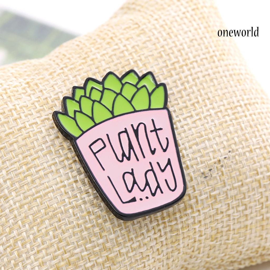 OW@ Enamel Brooch Lightweight Decoration Portable Succulent Letter Enamel Brooch Pin for Gift