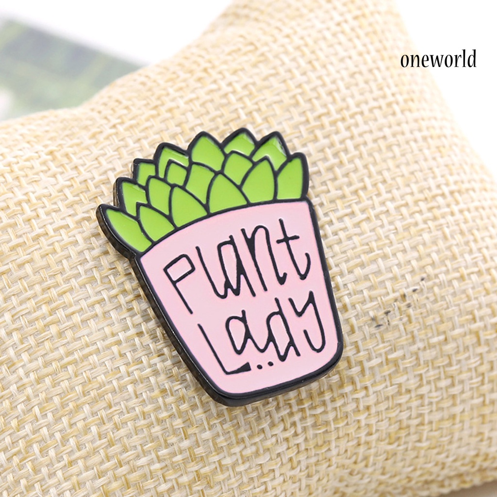 OW@ Enamel Brooch Lightweight Decoration Portable Succulent Letter Enamel Brooch Pin for Gift