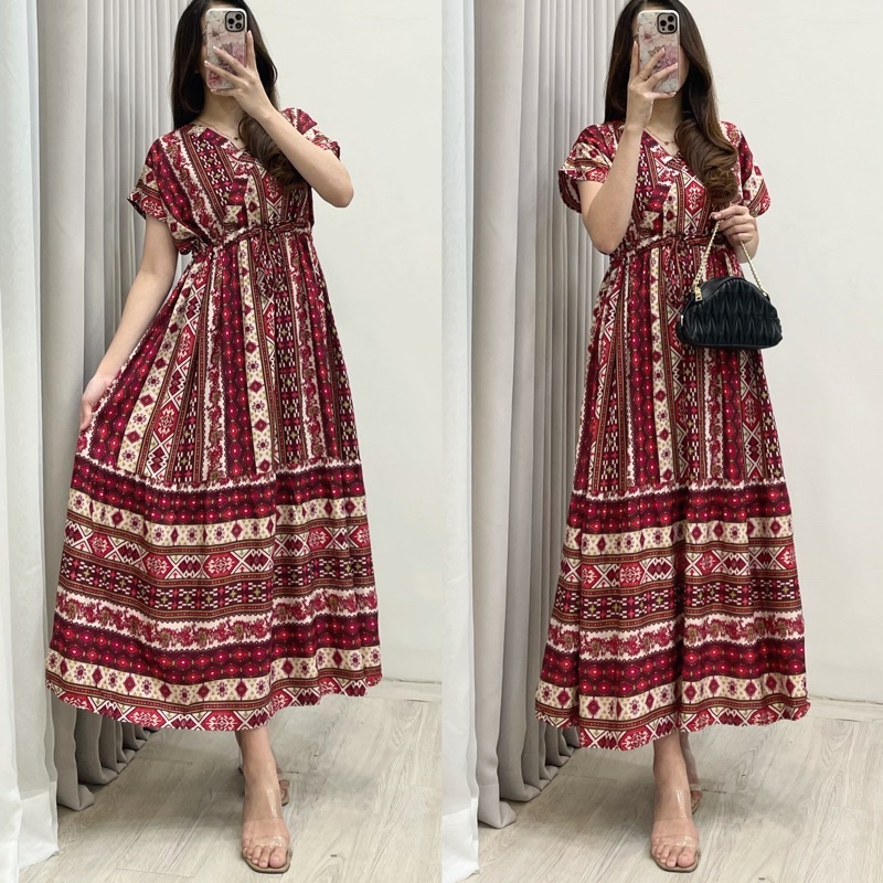 Daster Kimono Serut Homewear By Amariel-KS: Ethnic Maroon