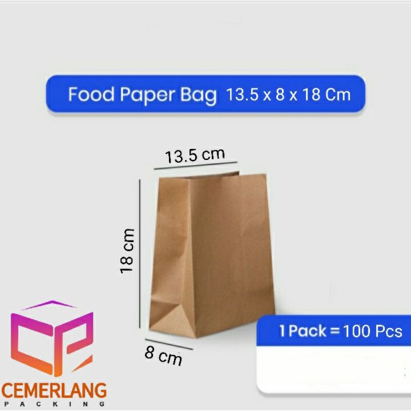 

PaperBag / Paper Bag SOS Kantong Kertas Kraft Coklat Brown S Small KENTANG AYAM GORENG 100PCS