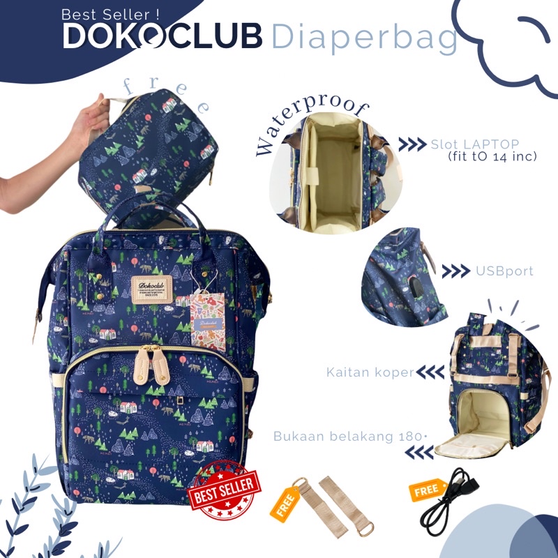 11.11 BIG SALE !! DIAPER BAG / TAS BAYI DOKOCLUB DIAPERBAG (INC POUCH PORTABLE)