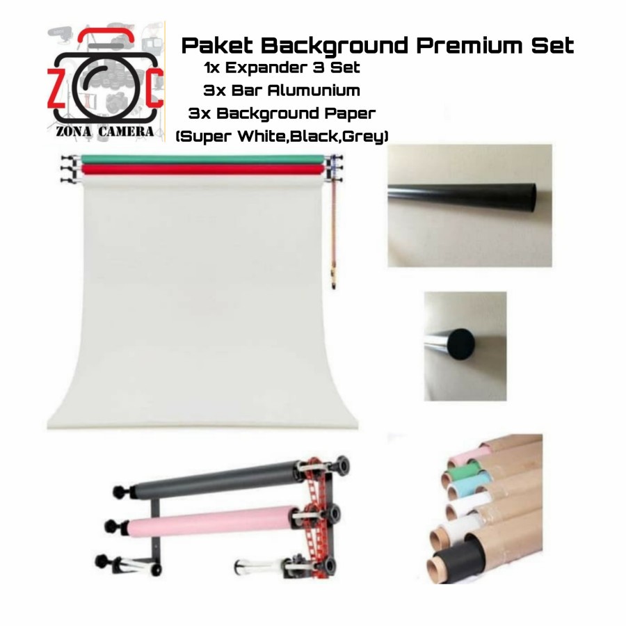 Paket Komplit Expander Premium Background Stand Tembok Paper Set Seam