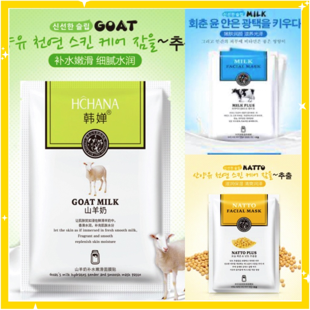 ROREC Goats Cows Milk Facial Sheet Mask Masker Wajah RR004