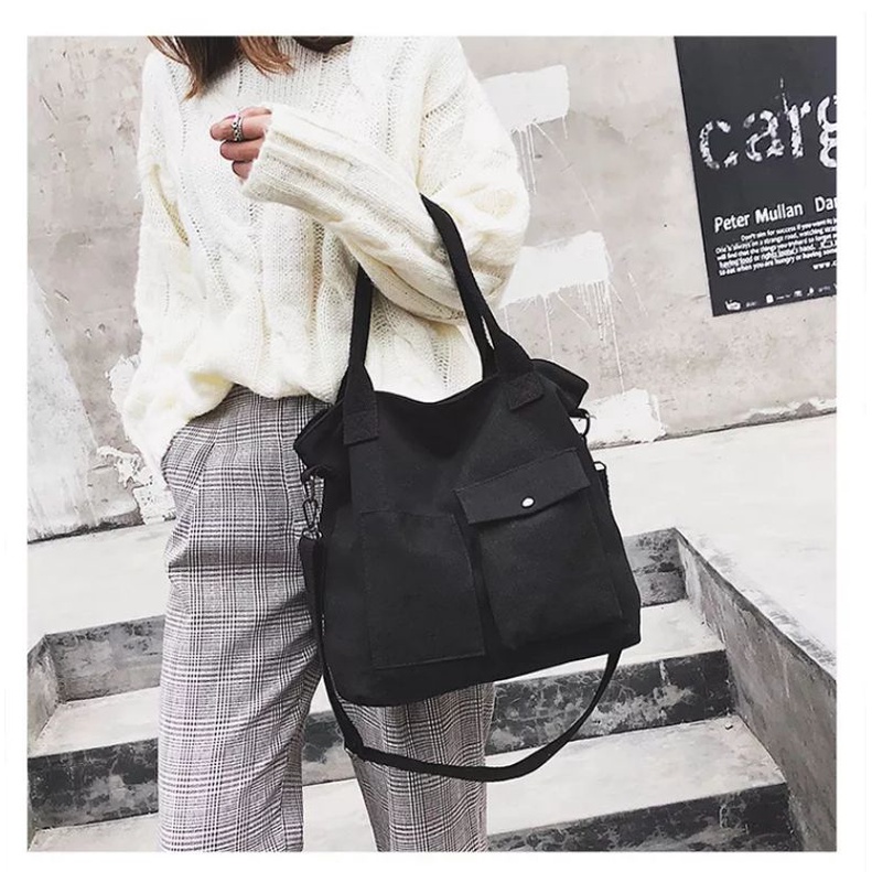 Tas Tangan Wanita Tas Bahu Tote Nilon Kordura Retro Tas Selempang Wanita 2022 Tas Fashion Warna Solid Kapasitas Besar Kasual Baru