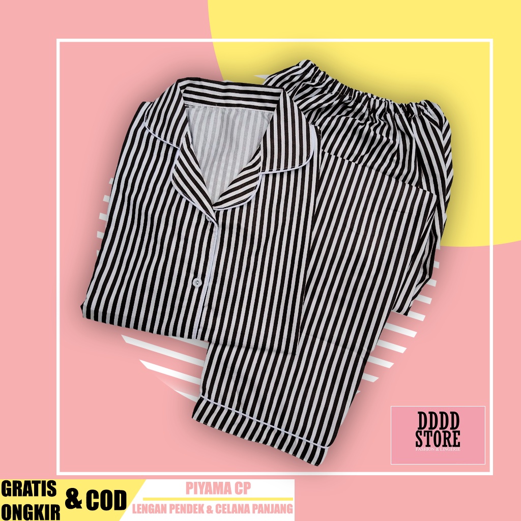 BAJU TIDUR WANITA/PIYAMA WANITA KATUN MOTIF SALUR CP