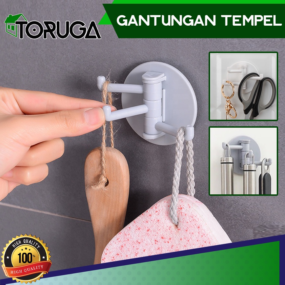 Gantungan Kapstok Hook Tempel Tempat Menggantung Kait Mini Cabang 3 Aksesoris Kamar Mandi