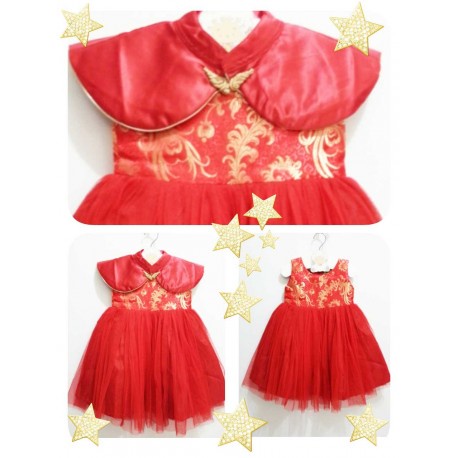 Dress Mardi Amber Goldie Red 2in1 Girl Impor