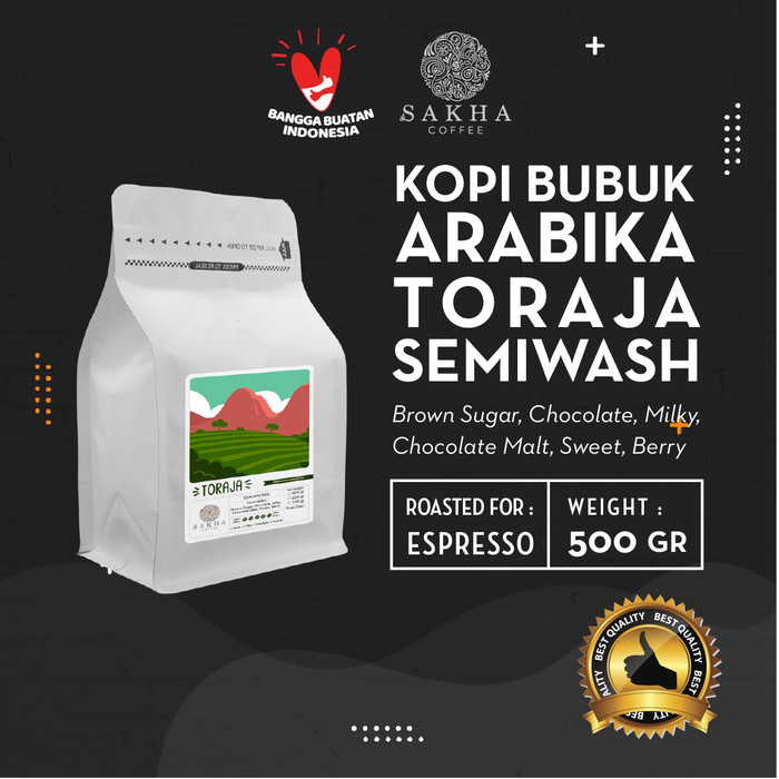 

Kopi Bubuk Arabika Toraja Sapan Roast For Espresso 500 Gr SAKHA COFFEE - KBATOR500