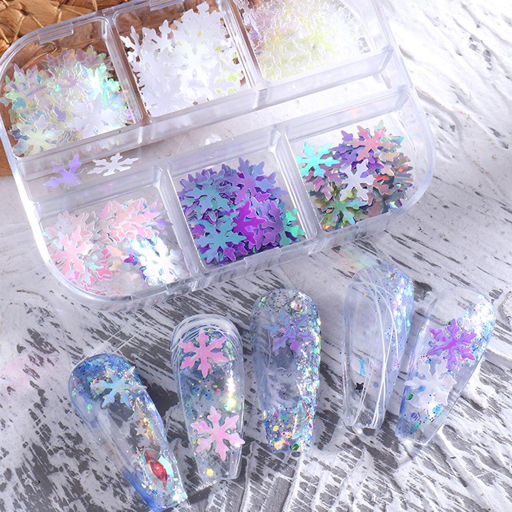 AUGUSTINA Agustina Nail Art Payet Wanita Holo Maple leaf Glitter Flake Winter Paillette 3D Dekorasi Nail Art