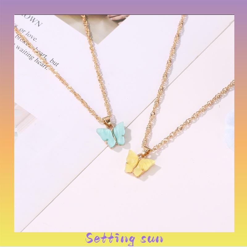 Korean Fashion Kalung Kupu-kupu Kalung Rantai Wanita Aesthetic Butterfly Necklace Anting TN