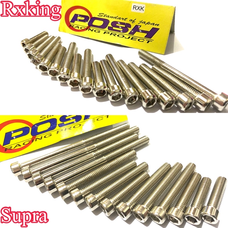 Baut blok mesin chrome nekel rxking supra harga 1pack sesuai iklan