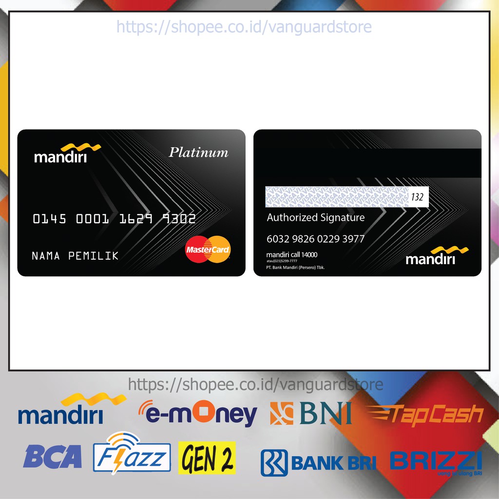 KARTU E MONEY E TOLL DESIGN CREDIT CARD 2 EMONEY MANDIRI FLAZZ BCA BNI TAPCASH BRIZZI BRI - 2 SISI