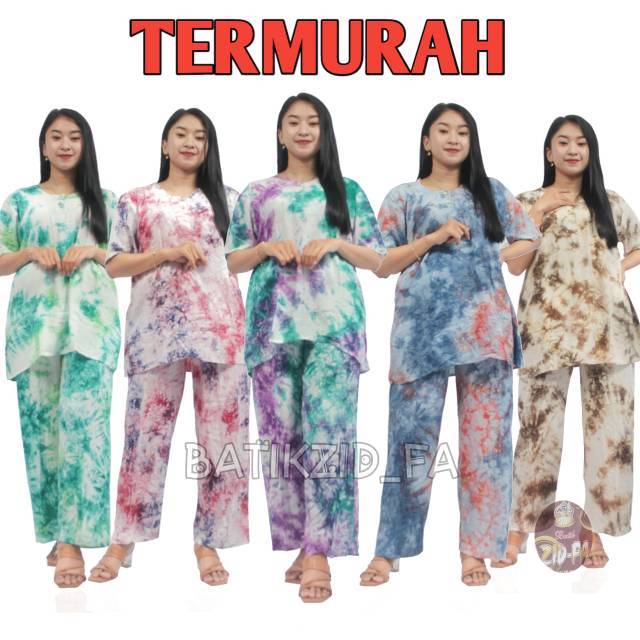 SETELAN TIE DYE RAYON MOTIF ABSTRAK WANITA DEWASA BATIK PEKALONGAN