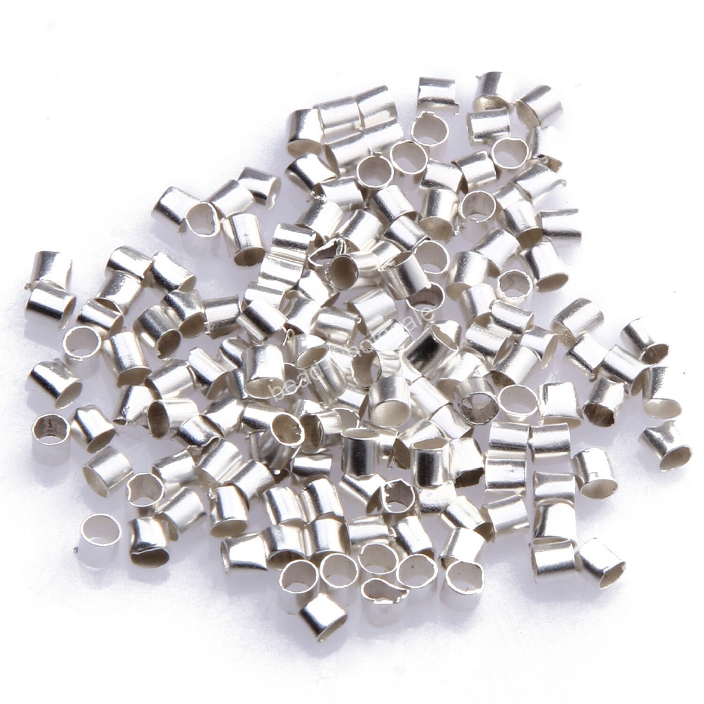 Wholesale 500pcs Silver Plated/Golden Tube Bead Crimp End Spacer Beads 2mm