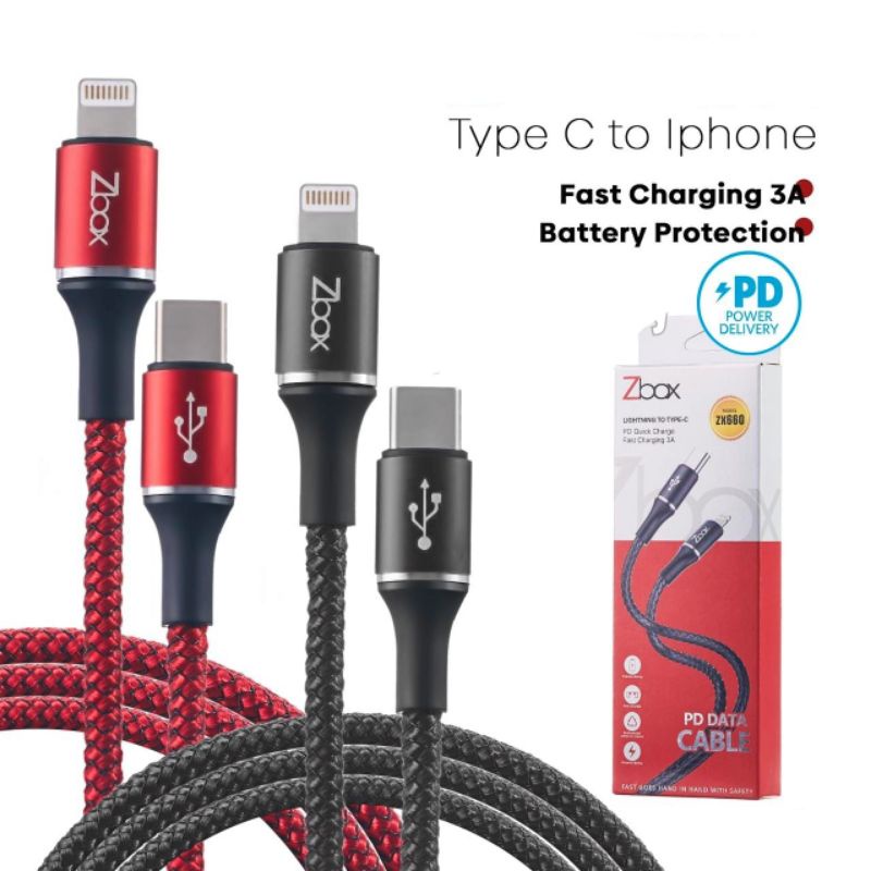 Kabel Data Usb C to Lightning Power Delivery Cable Nylon Fast Charger 3A XR XS MAX 11 PRO MAX[ZB-660L]