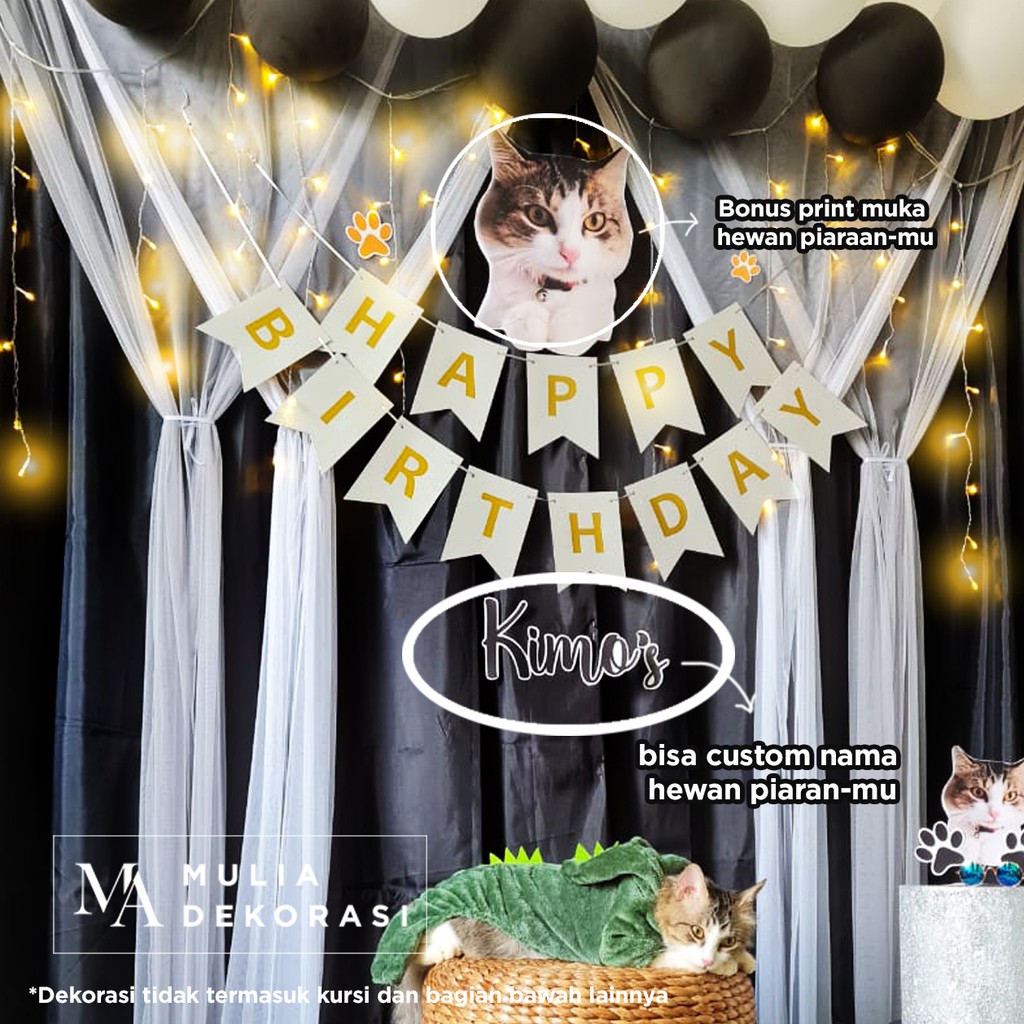 Dekorasi Ulang Tahun Barkday Birthday Hewan Binatang Kucing Anjing Piaraan Paket Lengkap Custom