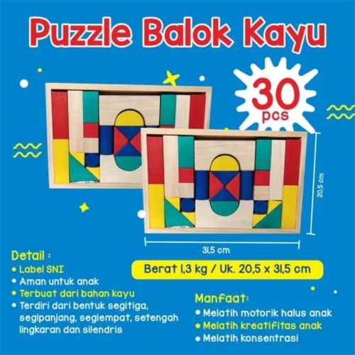 

Mainan Edukasi Balok Bangunan Kayu Pinus Lengkap Bisa COD - Balok Isi 30 Diskon