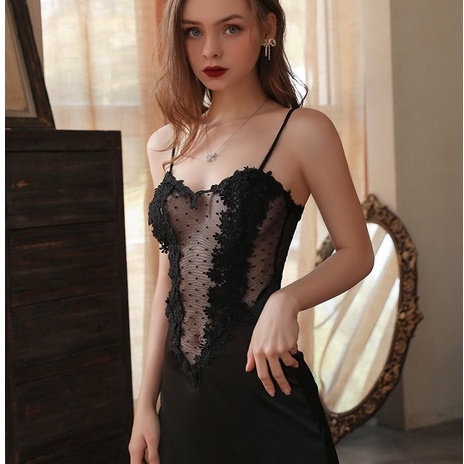 REGIA Baju Seksi Lingerie Wanita Satin All Size Premium-Hitam