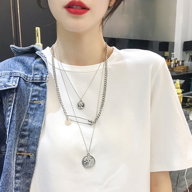 Hip-Hop gaya Korea fashion brand couple sweater chain selebriti Internet koin pin kalung pria dan wa