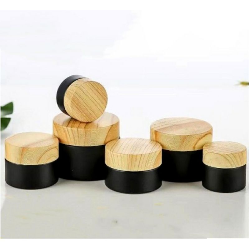 Pot Cream Pot Kosmetik Pot Skincare Tutup Kayu Kaca Amber 20ml