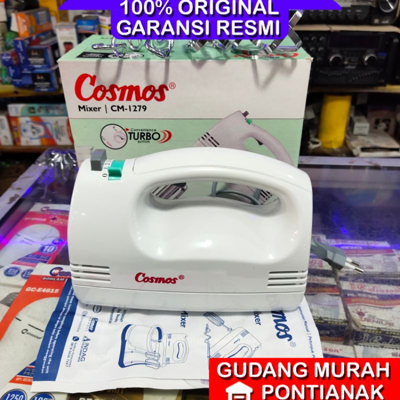 Mixer cosmos CM 1279 hand Pengaduk kue / pengocok putih pencampur adonan turbo 5 kecepatan