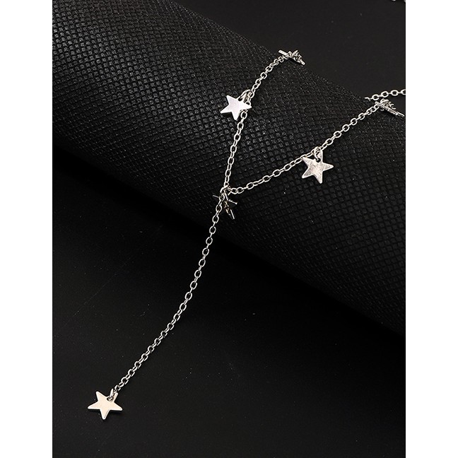 LRC Kalung Fashion White K Pentagram Necklace D46862