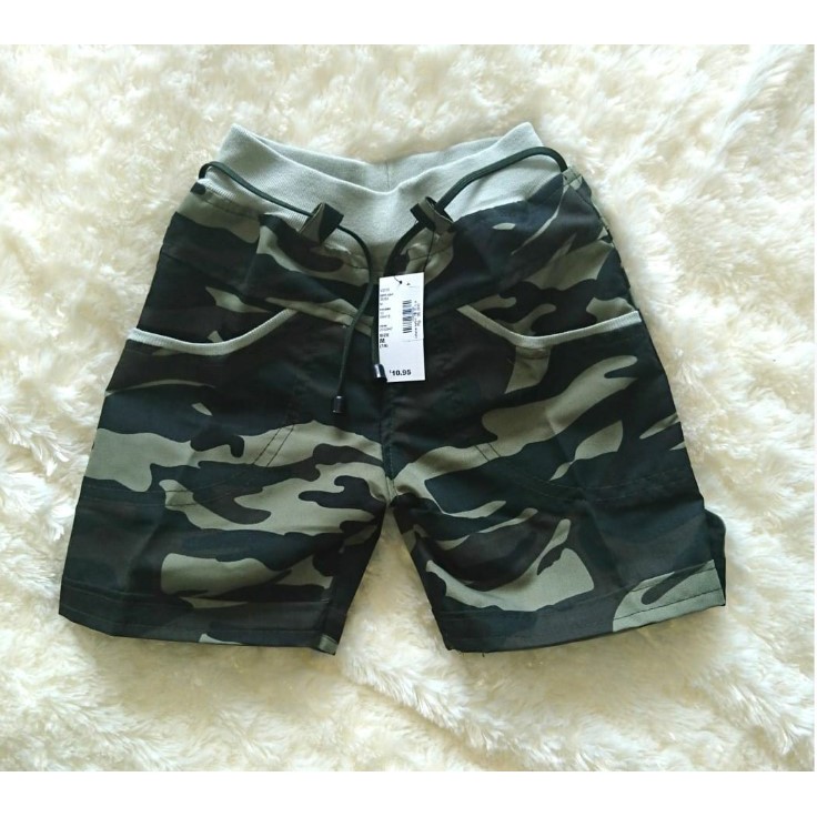 Celana Anak Pendek Saku Lokal Loreng Hijau