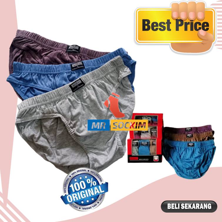 Agree - 3 Pcs Celana Dalam Pria Agree 2-886 warna favorite Bahan Katun berkwalitas Isi 3 / Box